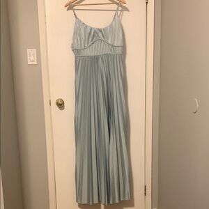 Elegant Blue Pleated Dress